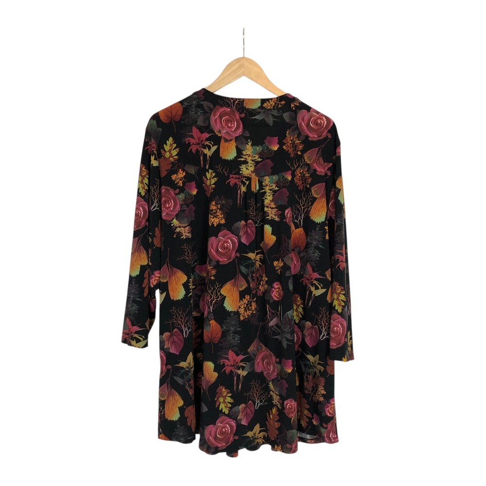 Serengeti Multicolor Floral Print Tunic Top Size 3X Button Front Boho Office - Picture 9 of 14